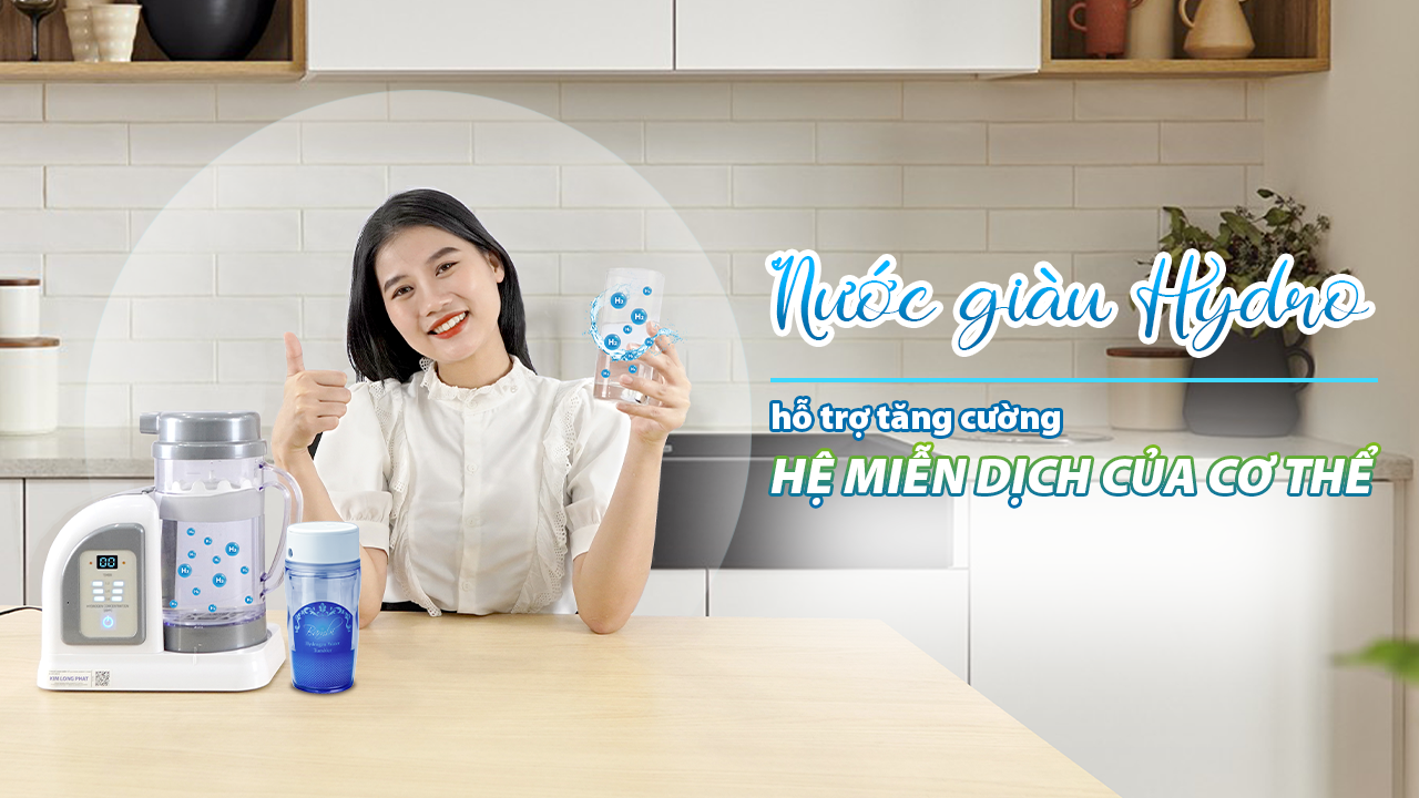 Nước giàu Hydro hỗ trợ tăng cường hệ miễn dịch của cơ thể nhờ vào đặc tính cụm phân tử nhỏ, liên kết chọn lọc và chất chống oxy hóa mạnh