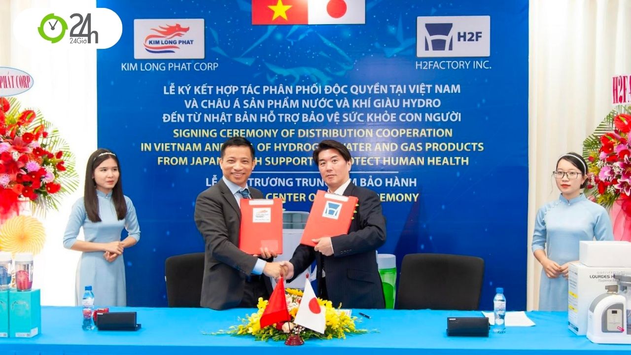 [Báo 24h.com.vn] Công ty CP Tập đoàn Kim Long Phát và H2Factory INC. Nhật Bản ký kết phân phối độc quyền sản phẩm và khai trương trung tâm bảo hành
