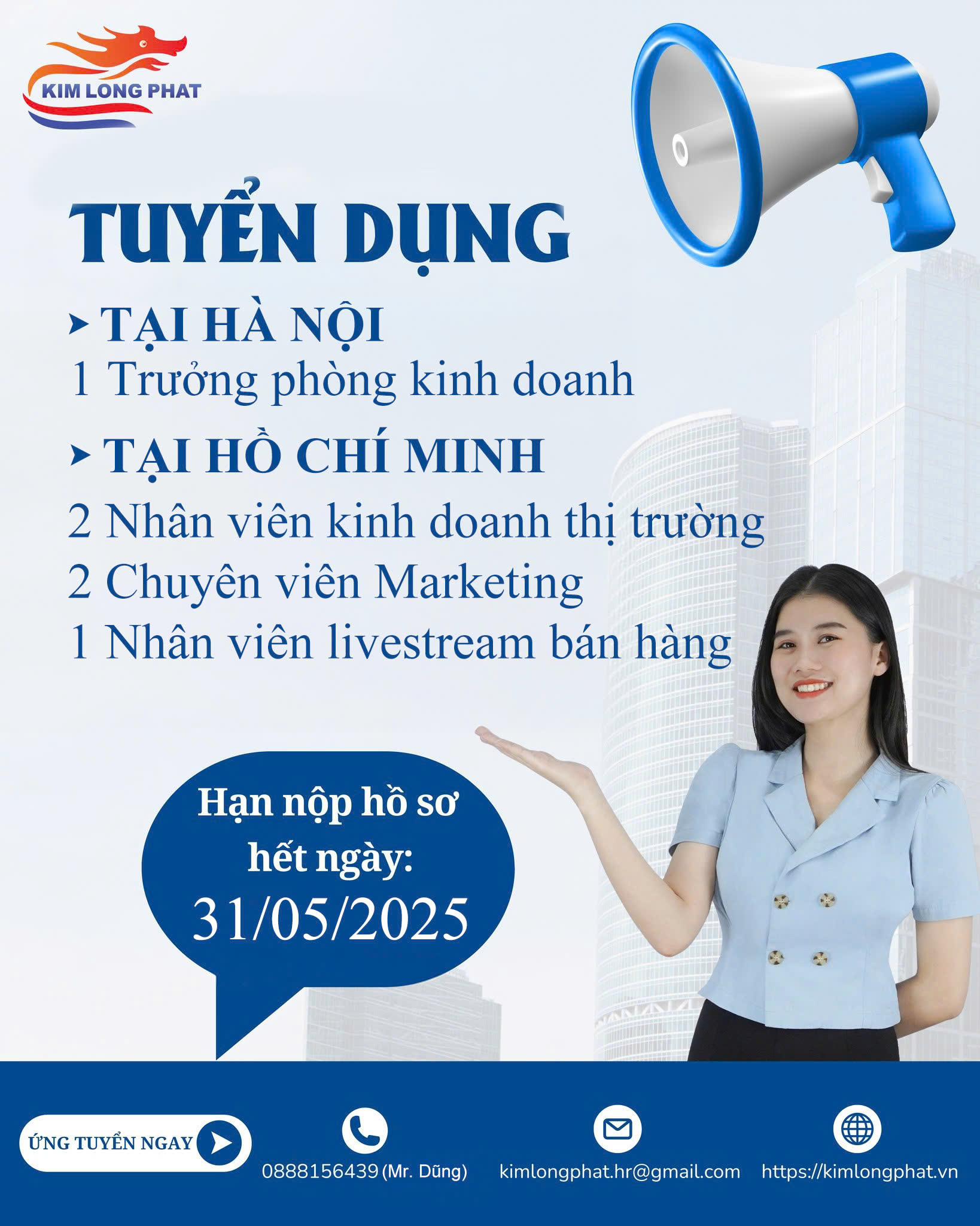 Công ty Cổ phần Tập Đoàn Kim Long Phát tuyển dụng Nhân viên kinh doanh thị trường (HCM)